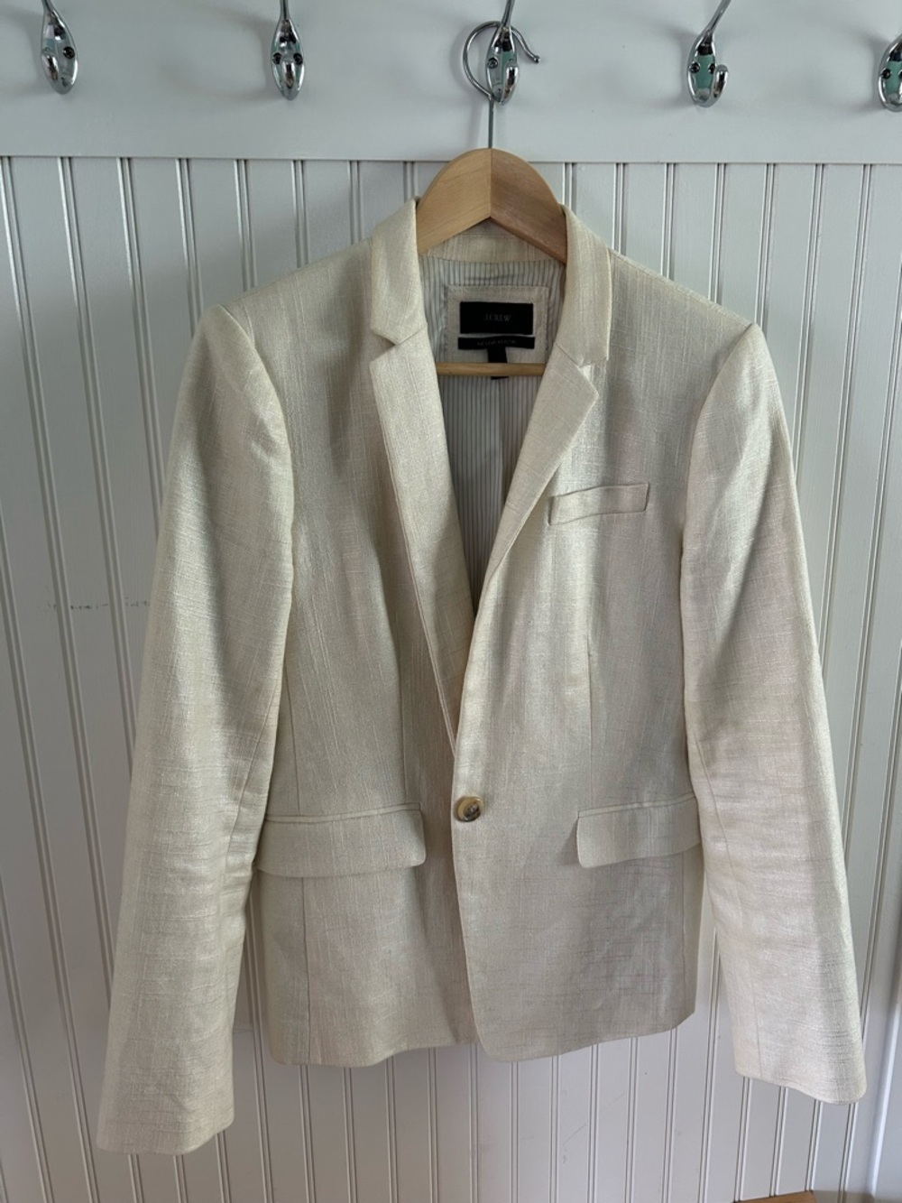 J. Crew Cream Single-Button Linen-Blend Blazer